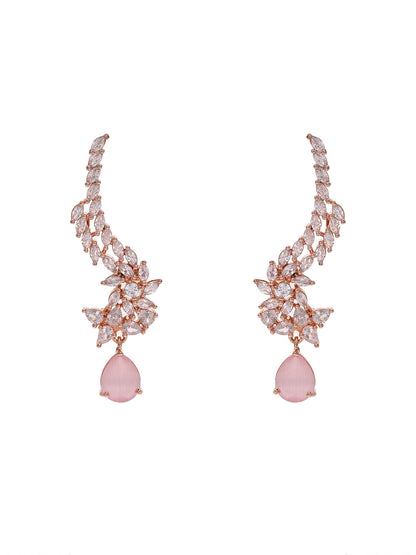 Priyaasi Rose Gold-Plated Brilliance with American Diamond and Blush Pink Stones Bracelet