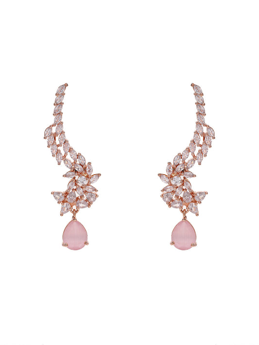Priyaasi Rose Gold-Plated Brilliance with American Diamond and Blush Pink Stones Bracelet