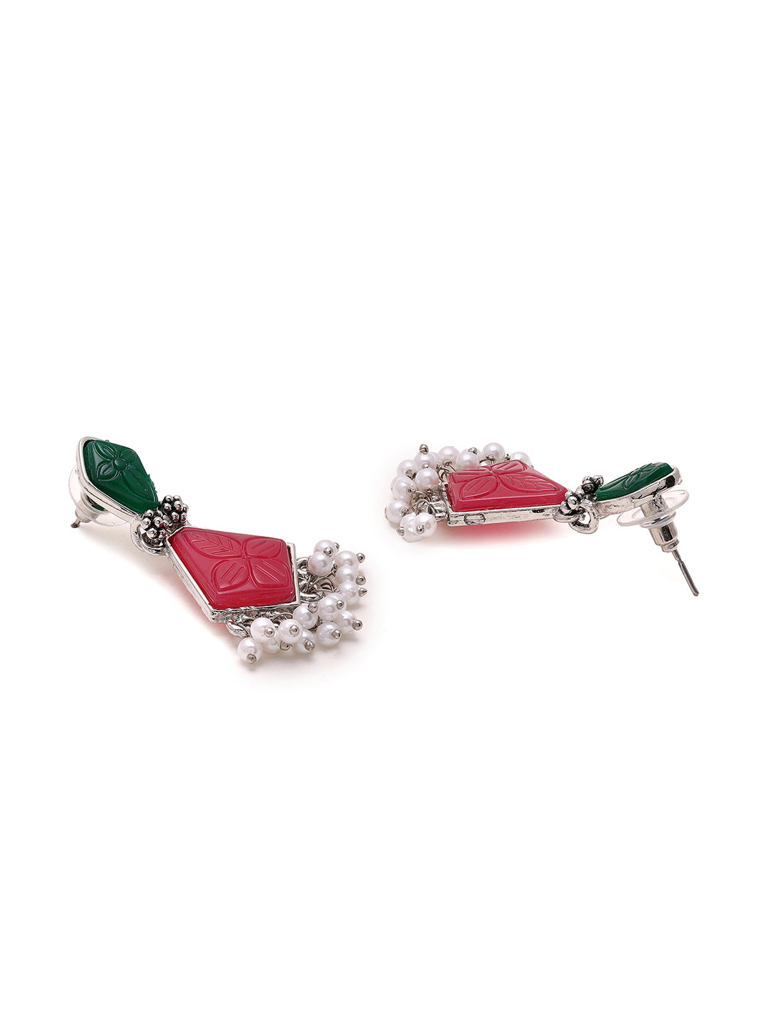 Priyaasi Ruby and Green Stones Drop Earrings