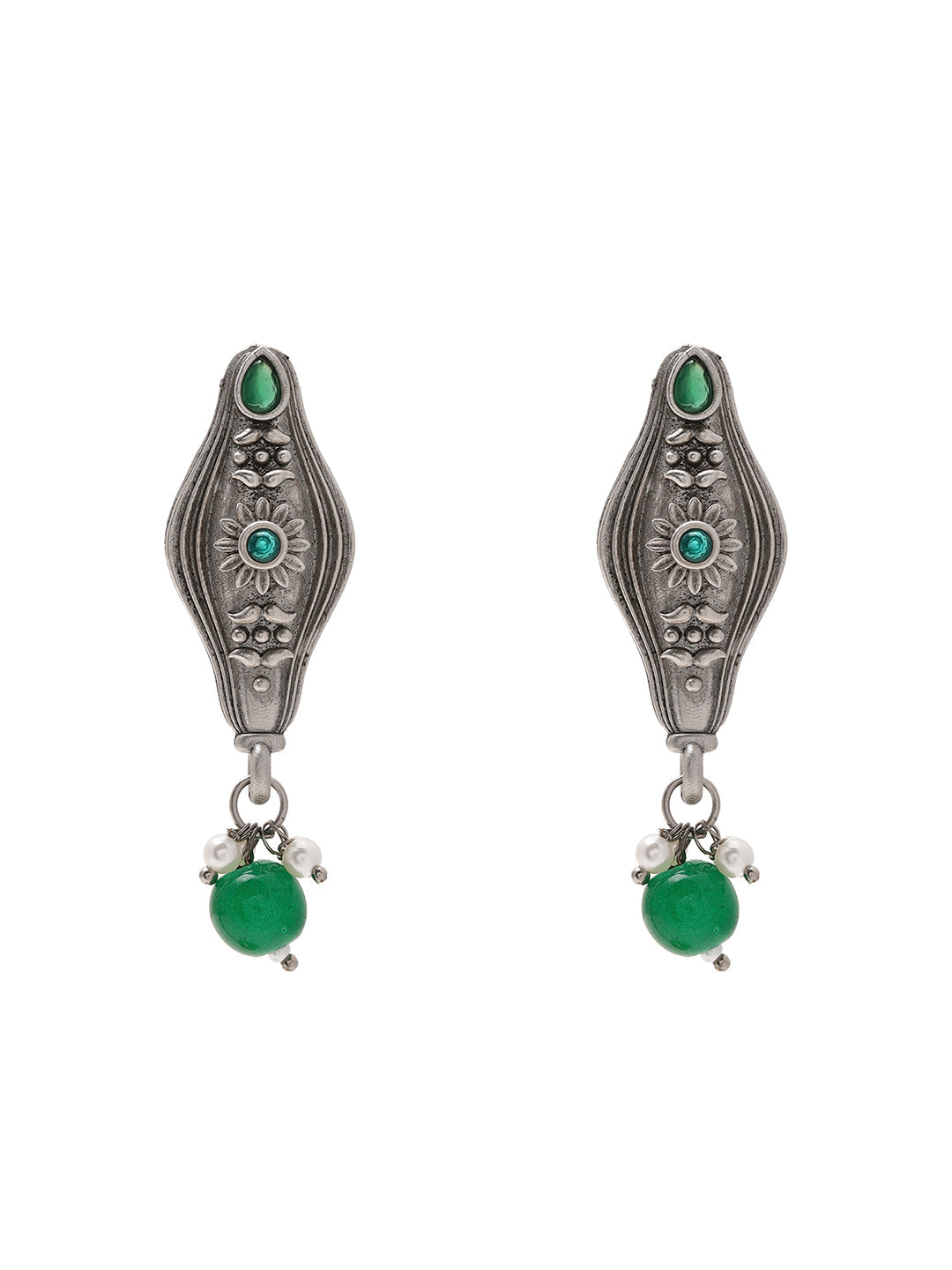 Priyaasi Verdant Elegance in Oxidized Green Stones