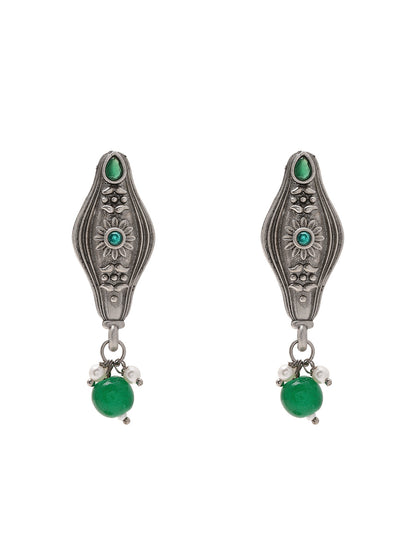 Priyaasi Verdant Elegance in Oxidized Green Stones