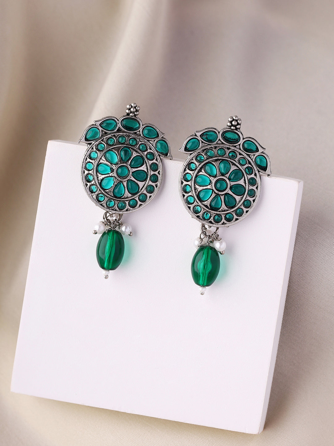 Priyaasi Enchanting Elegance Oxidised Chandbali Earrings