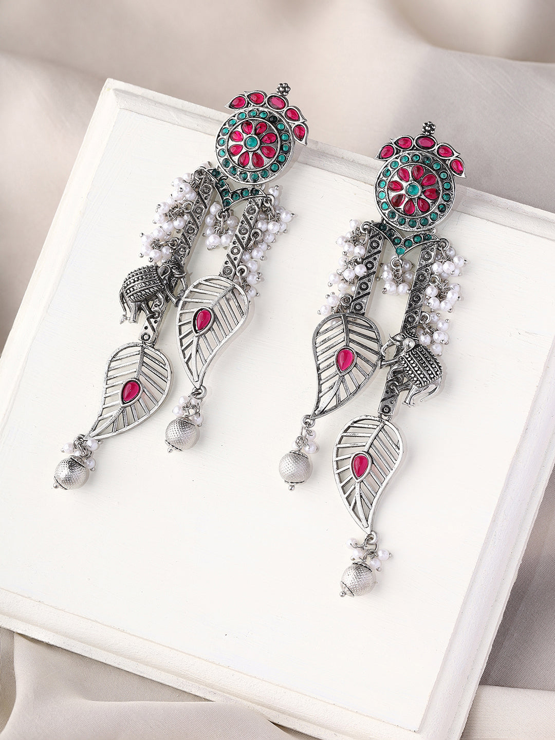 Priyaasi Sterling Silver Oxidized Drop Earrings