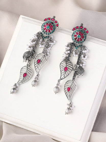 Priyaasi Sterling Silver Oxidized Drop Earrings