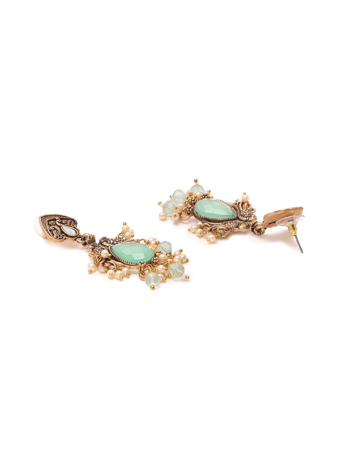 Priyaasi Oxidized Mint Drop Earrings