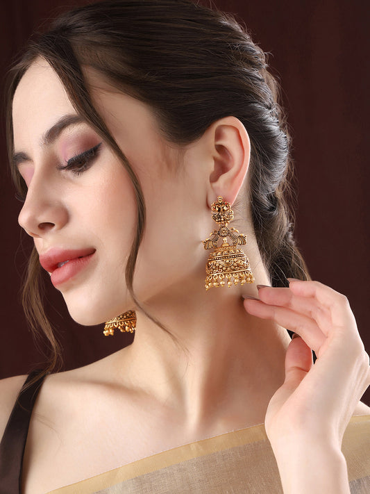 Priyaasi Matte Gold Plated Jhumkas