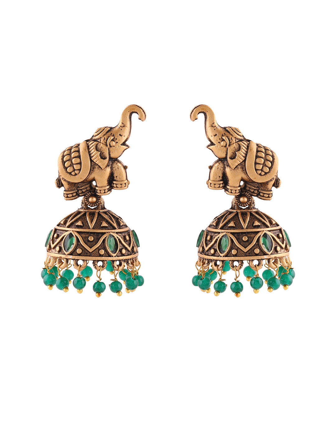 Priyaasi Elephant Green Jhumkas