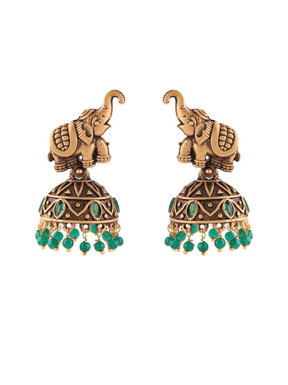 Priyaasi Elephant Green Jhumkas
