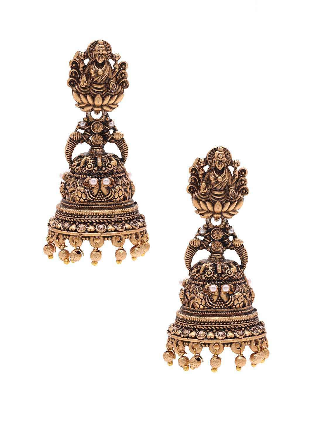 Priyaasi Plain Gold Plated Temple Earrings