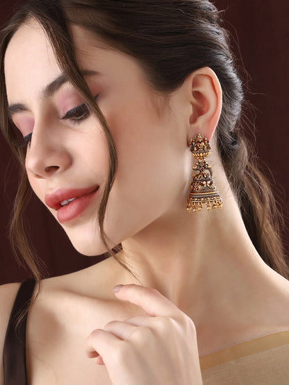 Priyaasi Plain Gold Plated Temple Earrings