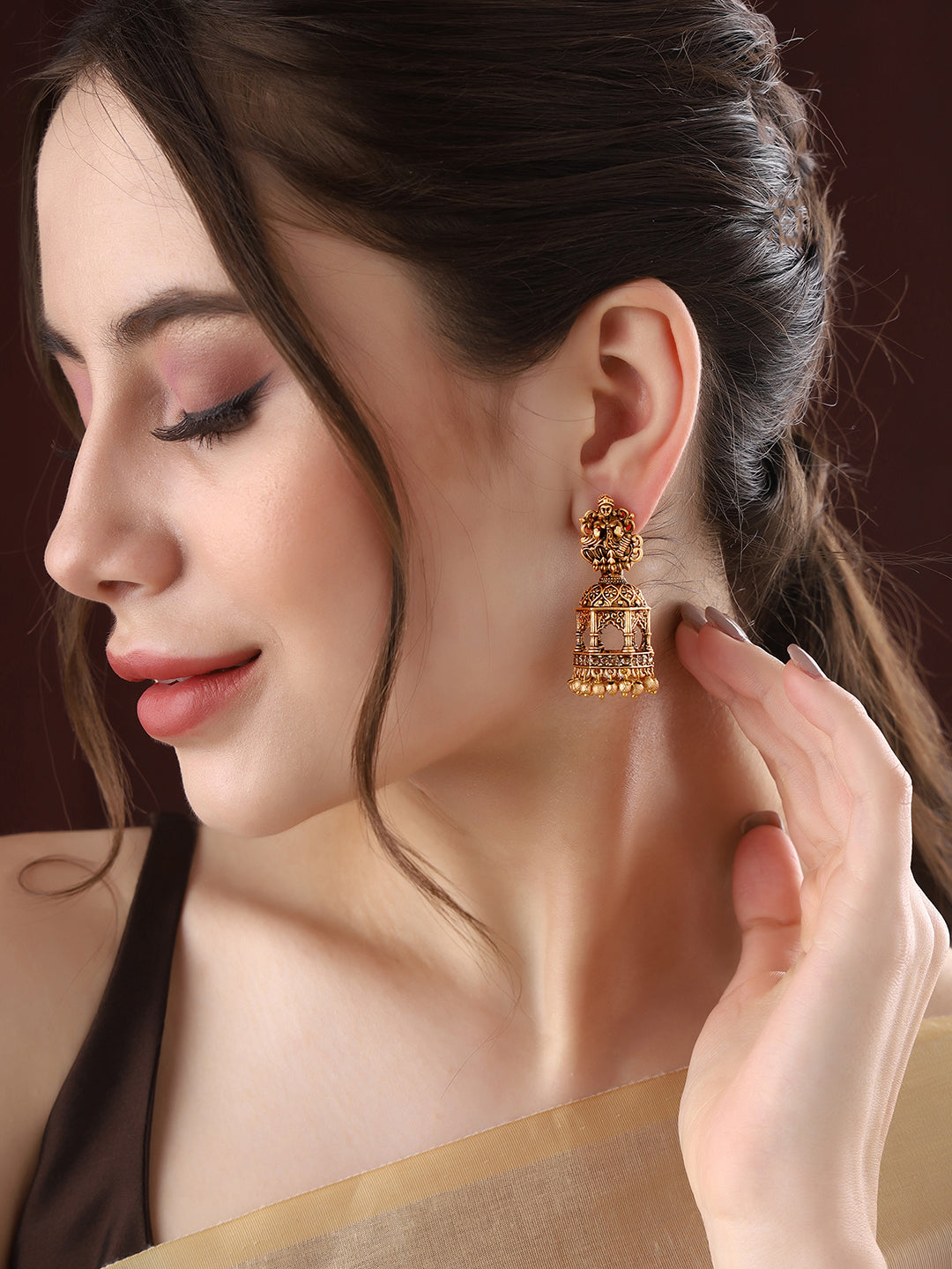 Priyaasi Temple Elegance Jhumkas