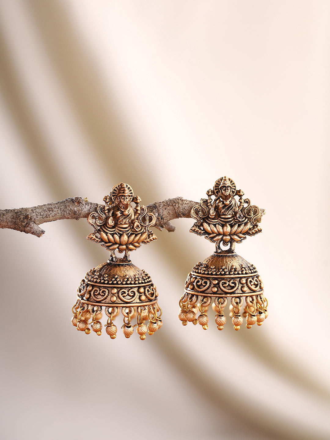 Priyaasi Temple Gold Plated Jhumkas