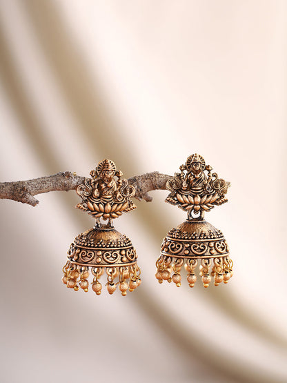 Priyaasi Temple Gold Plated Jhumkas