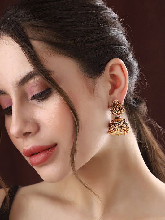 Priyaasi Temple Gold Plated Jhumkas