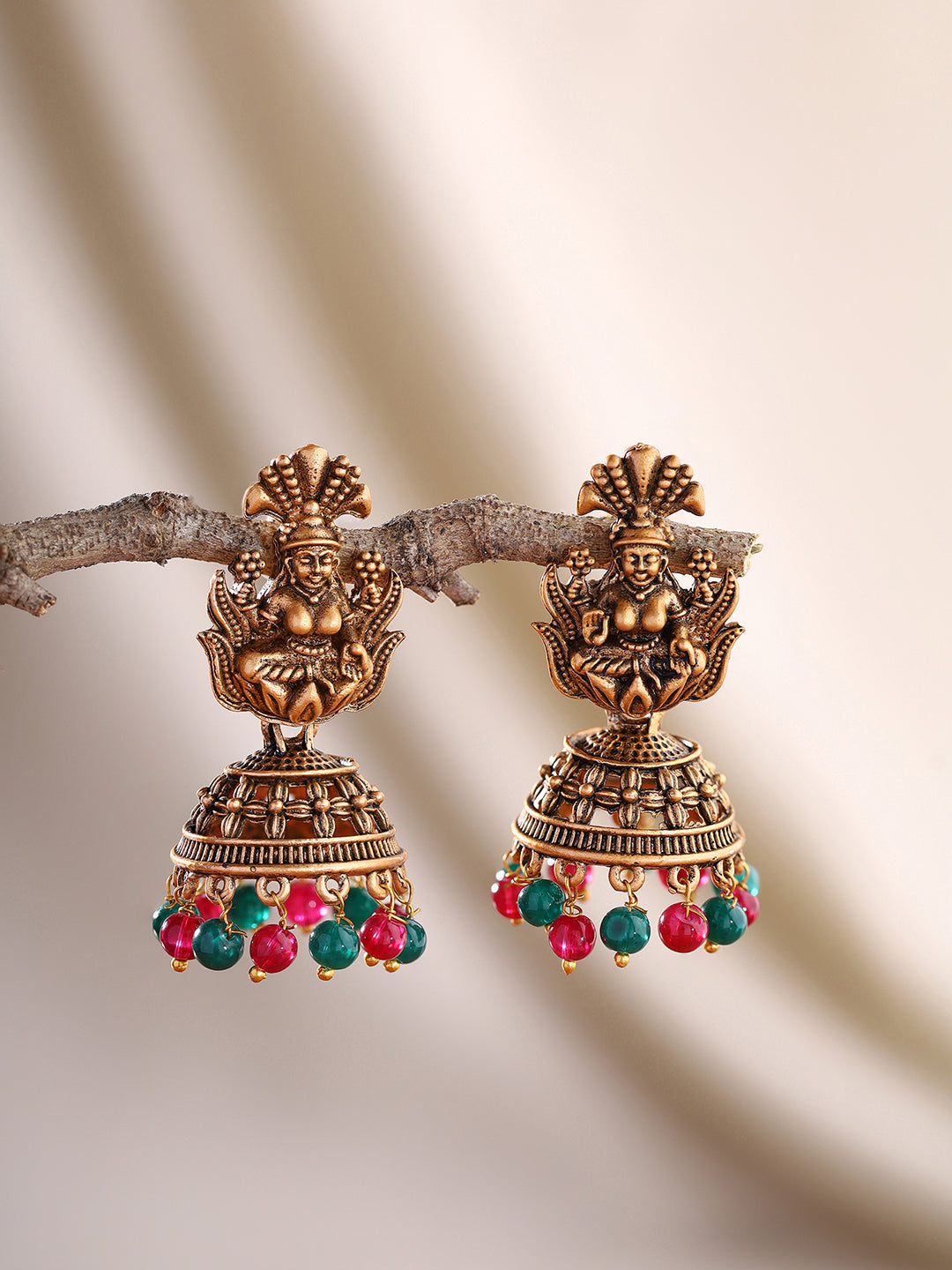 Priyaasi Temple Gold Plated Jhumkas