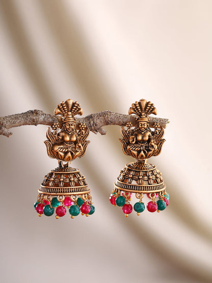 Priyaasi Temple Gold Plated Jhumkas