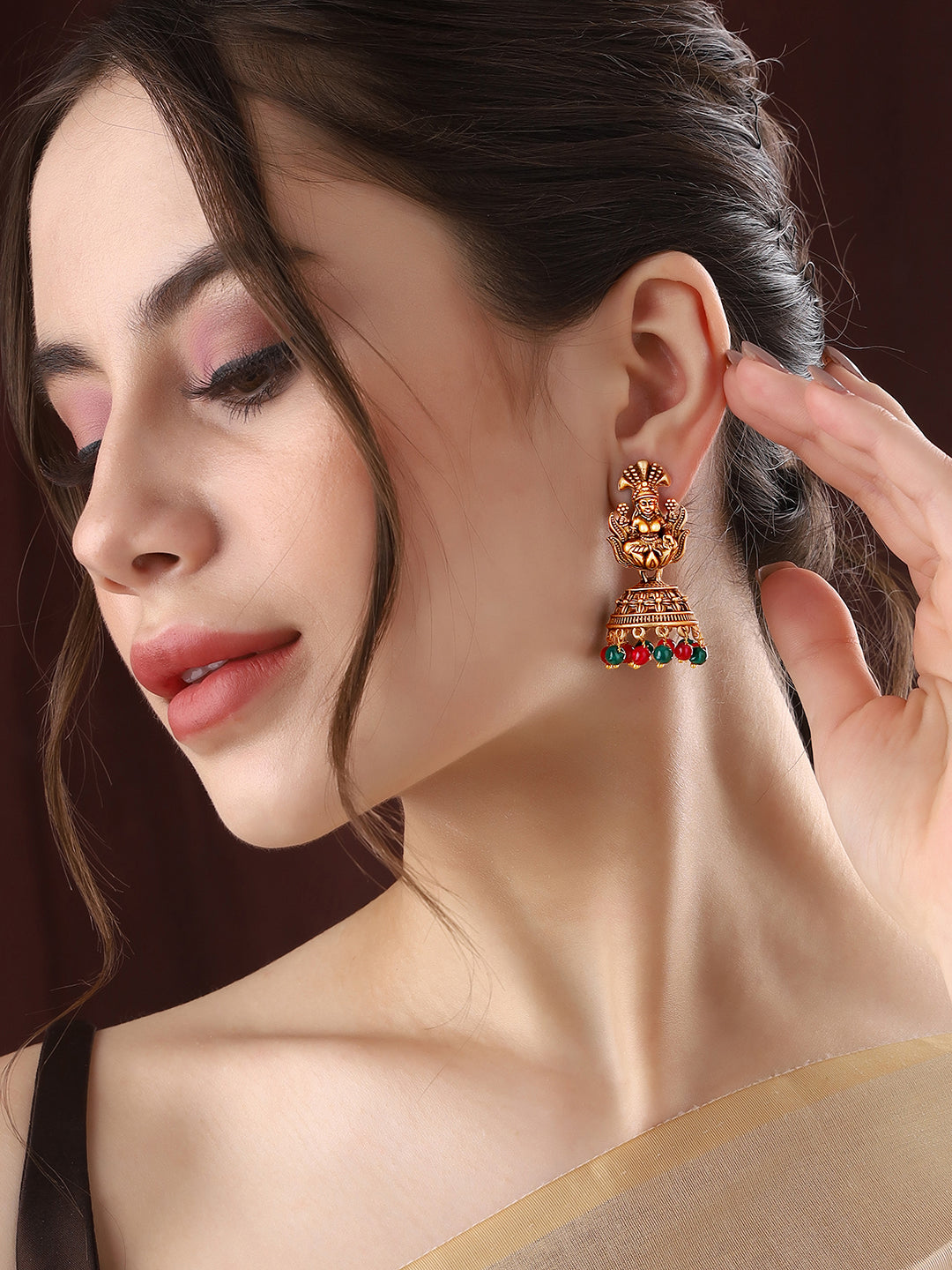 Priyaasi Temple Gold Plated Jhumkas