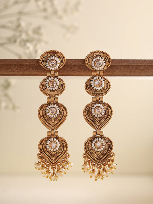 Priyaasi Leaf Shape Temple Earrings