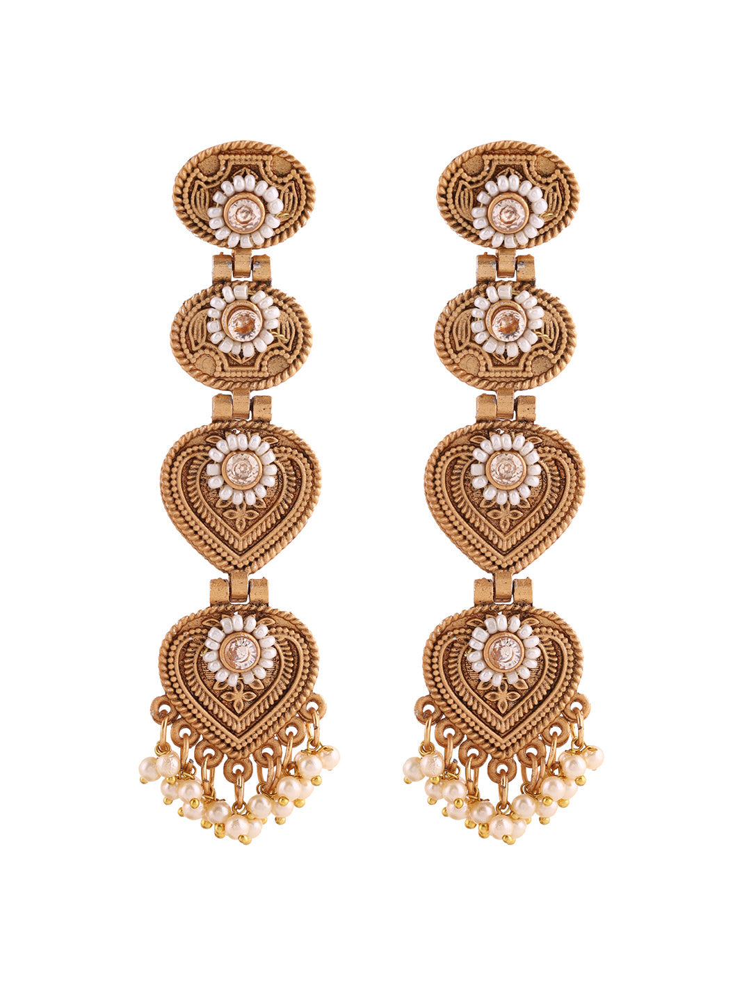 Priyaasi Leaf Shape Temple Earrings