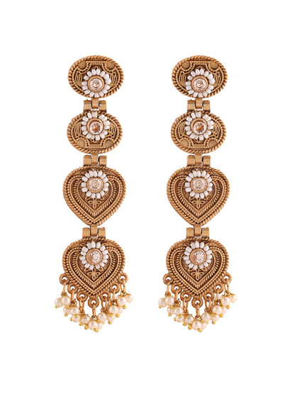 Priyaasi Leaf Shape Temple Earrings