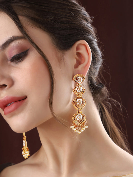 Priyaasi Leaf Shape Temple Earrings