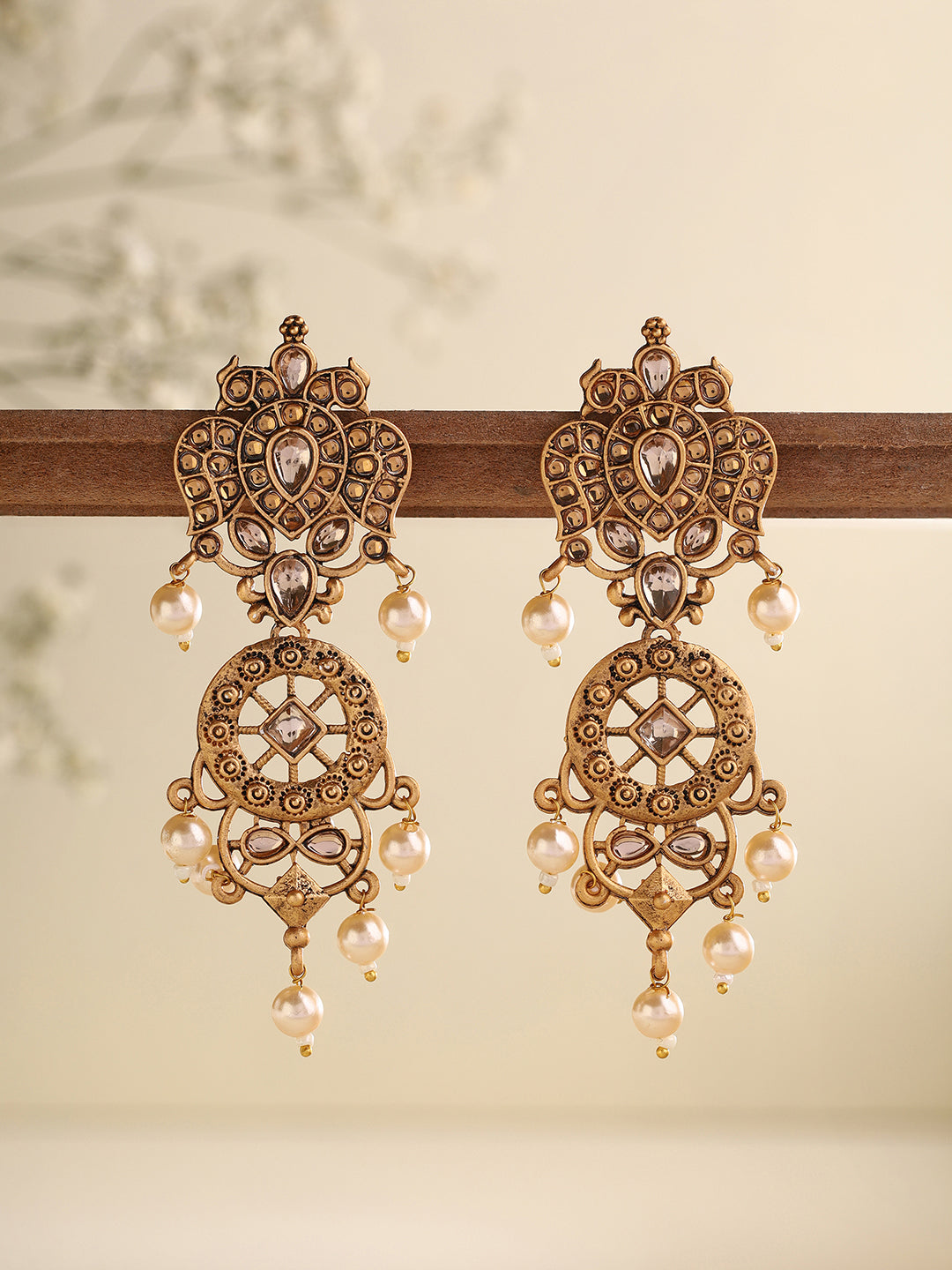 Priyaasi Pearl and Kundan Combo Earrings