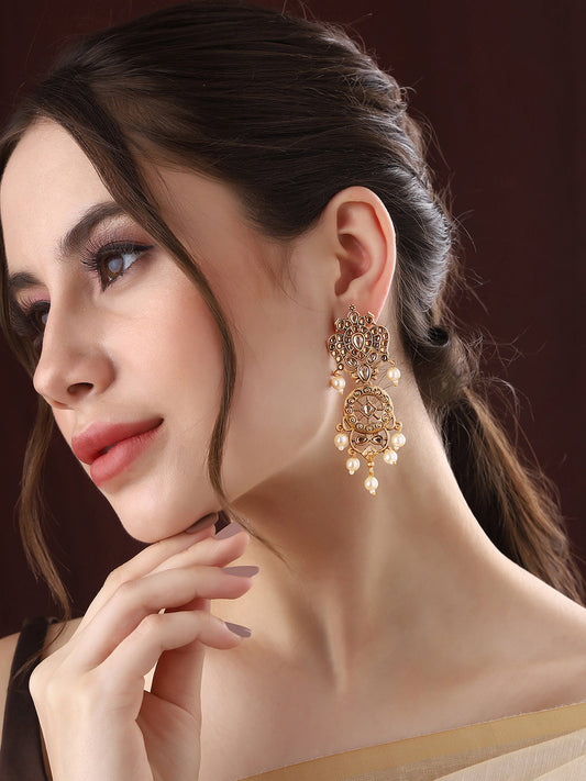 Priyaasi Pearl and Kundan Combo Earrings