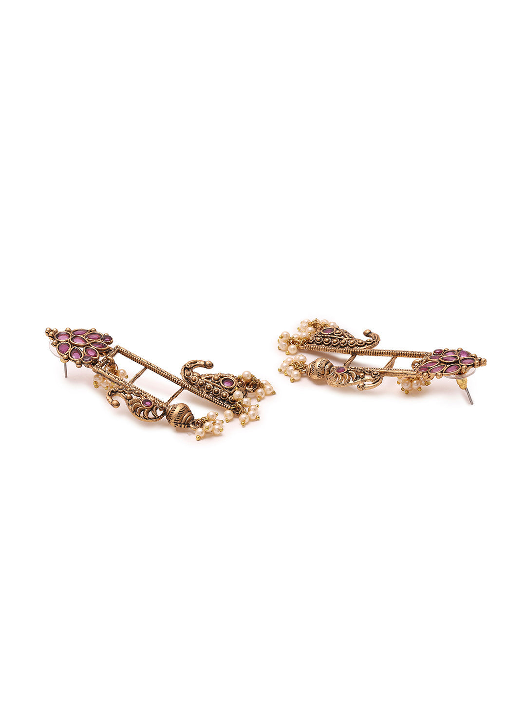 Priyaasi Mango Shaped Temple Drop Earrings
