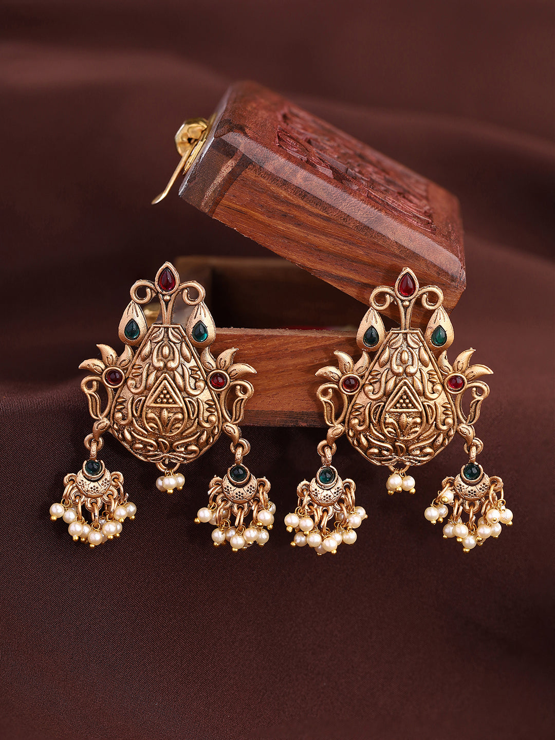 Priyaasi Gold Plated Temple Style Earrings