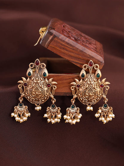 Priyaasi Gold Plated Temple Style Earrings