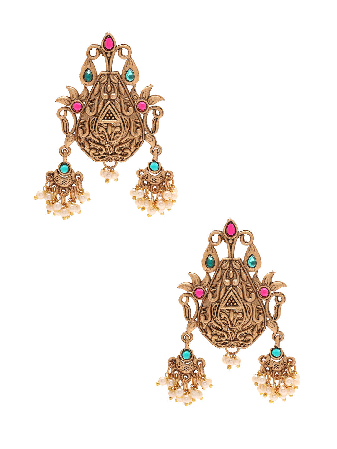 Priyaasi Gold Plated Temple Style Earrings