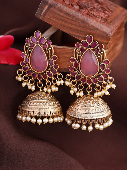 Priyaasi Pink Stoned Jhumkas