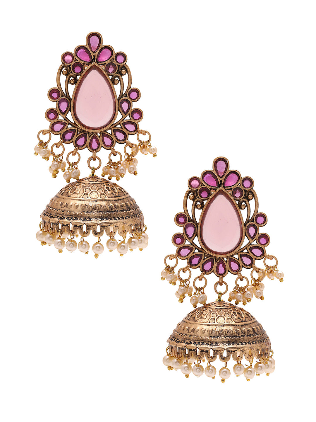 Priyaasi Pink Stoned Jhumkas