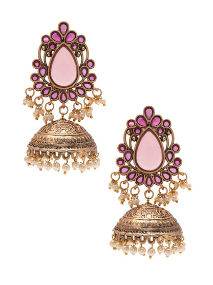 Priyaasi Pink Stoned Jhumkas