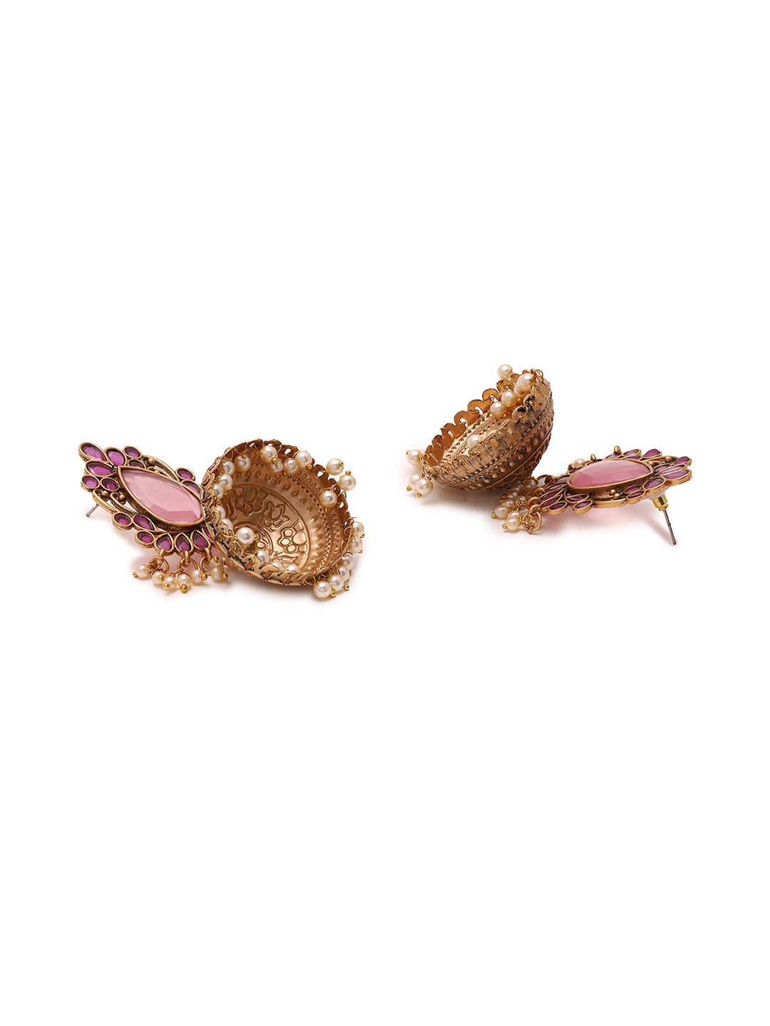 Priyaasi Pink Stoned Jhumkas