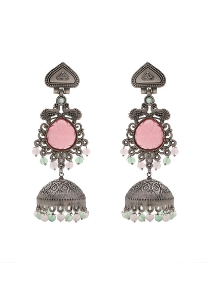 Priyaasi Pink Stone Elegance in Enchanting Jhumkas