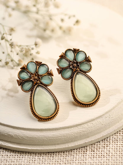 Priyaasi Floral Blue Drop Earrings