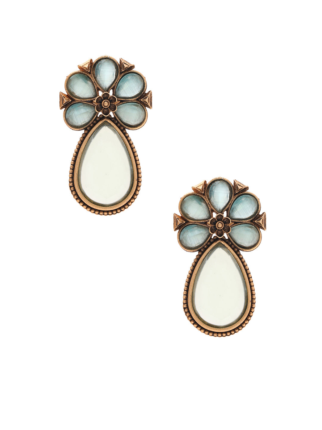 Priyaasi Floral Blue Drop Earrings