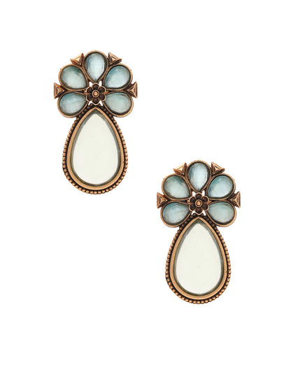 Priyaasi Floral Blue Drop Earrings