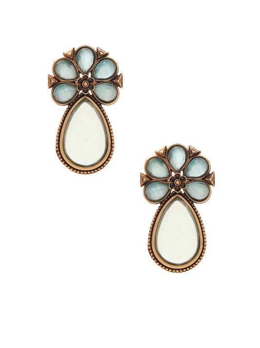 Priyaasi Floral Blue Drop Earrings