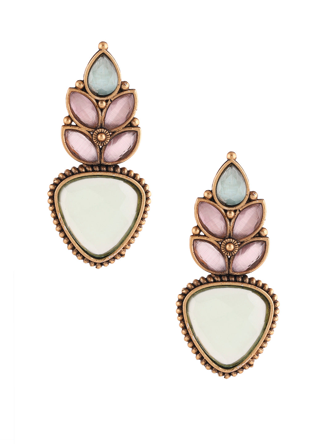 Priyaasi Blue and Pink Drop Earrings