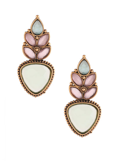 Priyaasi Blue and Pink Drop Earrings