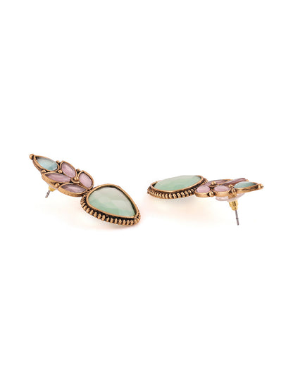 Priyaasi Blue and Pink Drop Earrings