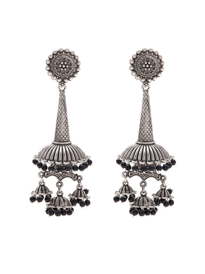 Priyaasi Radiant Tribal Silver Plated Drop Earrings