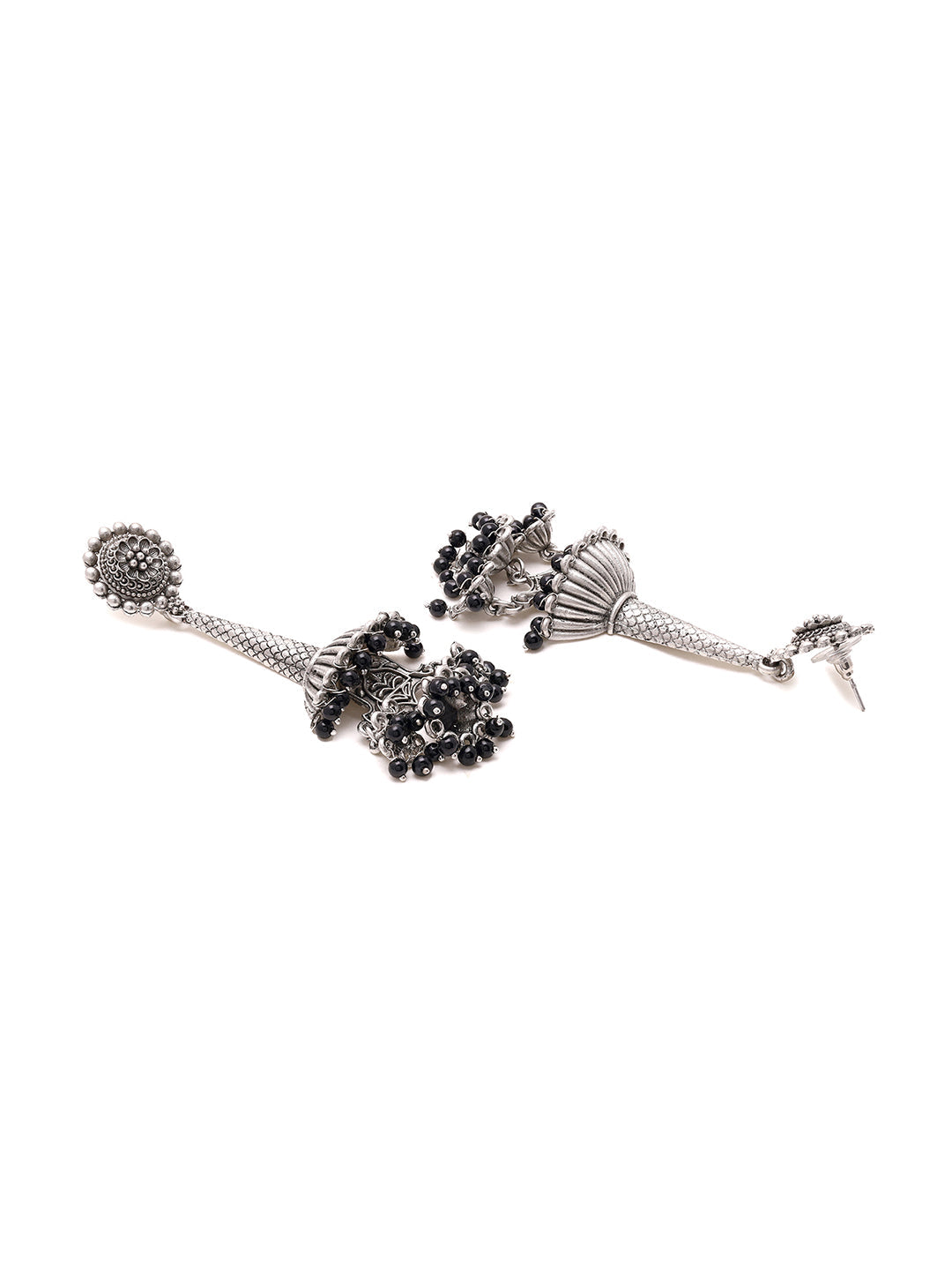 Priyaasi Radiant Tribal Silver Plated Drop Earrings