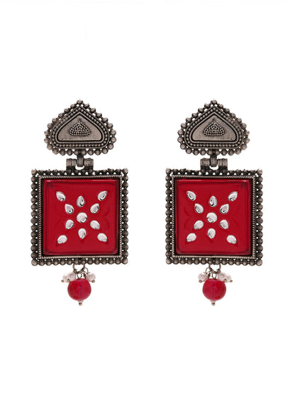 Priyaasi Oxidized Beauty in Square-Style Drop Earrings