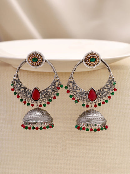 Priyaasi Chandbali Pink Stoned Earrings