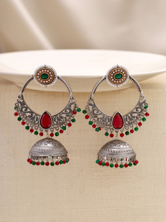 Priyaasi Chandbali Pink Stoned Earrings