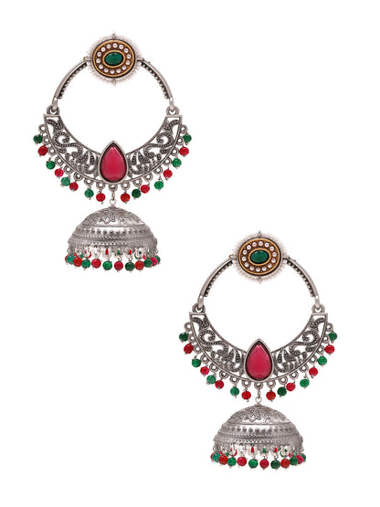 Priyaasi Chandbali Pink Stoned Earrings