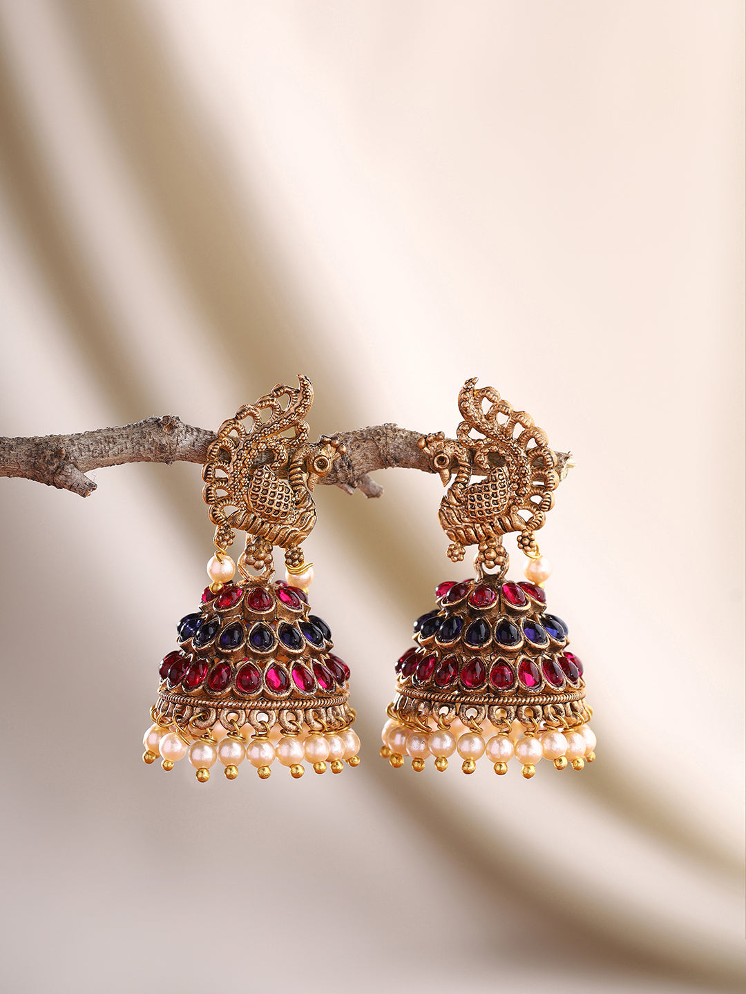 Priyaasi Crafted Peacock Jhumkas